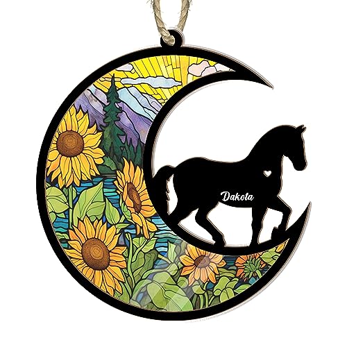 Moon Sign Horse Suncatcher Ornament - Personalized Memorial Gift