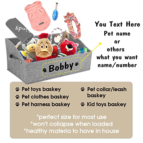 Customizable Dog Toy Storage Basket Bin, Grey