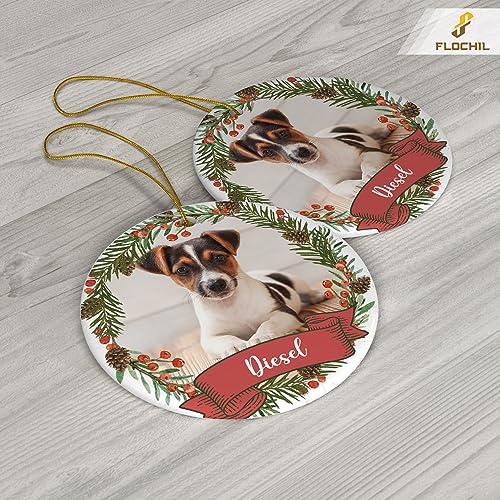 Personalized Dog Christmas Ornaments with Custom Photo Name