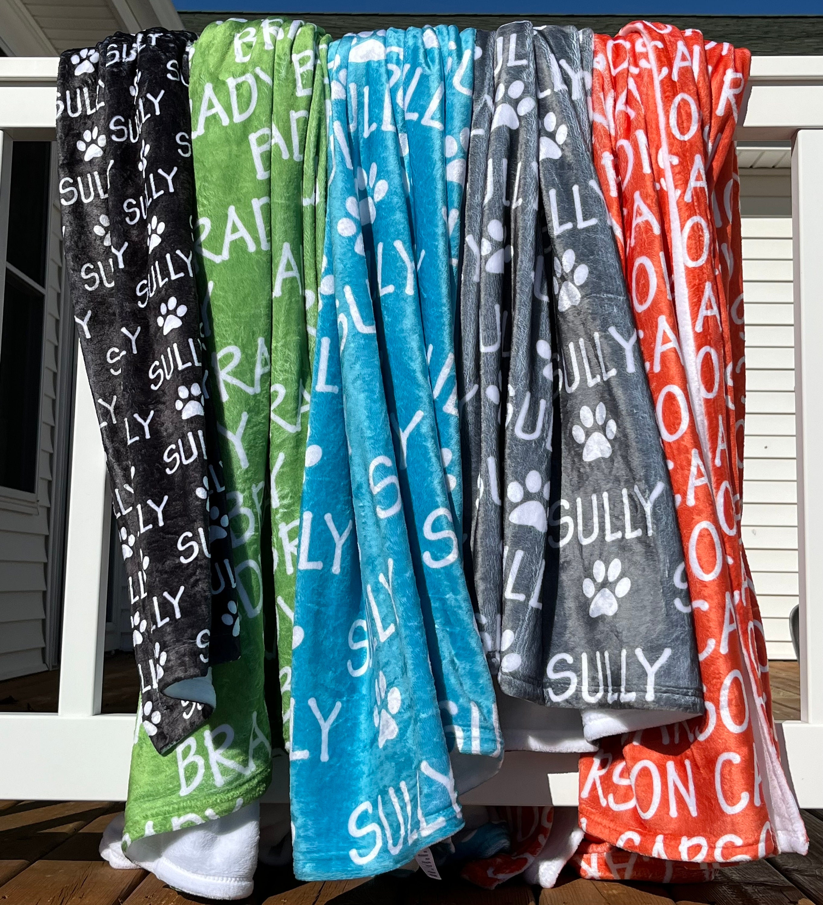 Custom Paw Print Name Blanket for Pets