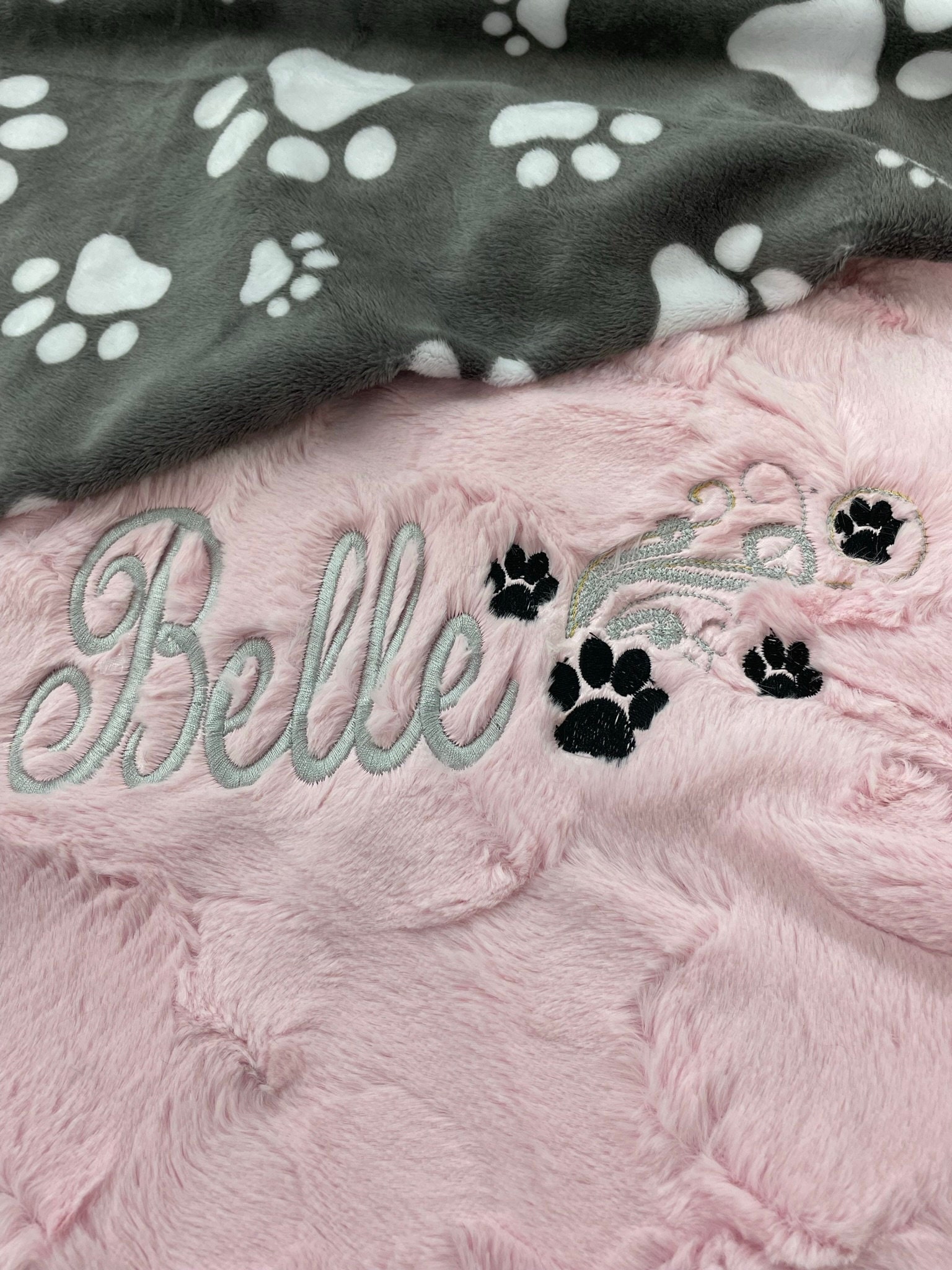 Customizable Dog Paw Print Minky Pet Blanket
