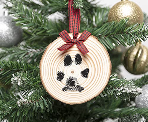 Personalized Paw Print Christmas Tree Ornament with Ribbon
