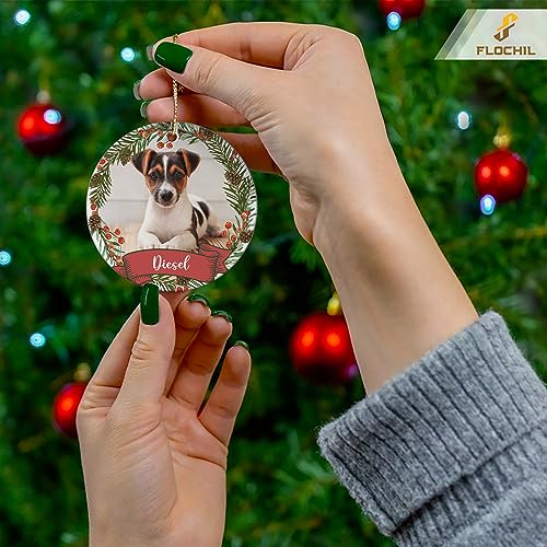 Personalized Dog Christmas Ornaments with Custom Photo Name
