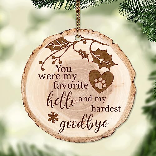 Pet Memorial Wooden Tree Ornament - Customizable Gift