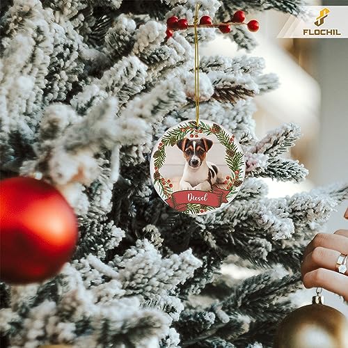 Personalized Dog Christmas Ornaments with Custom Photo Name