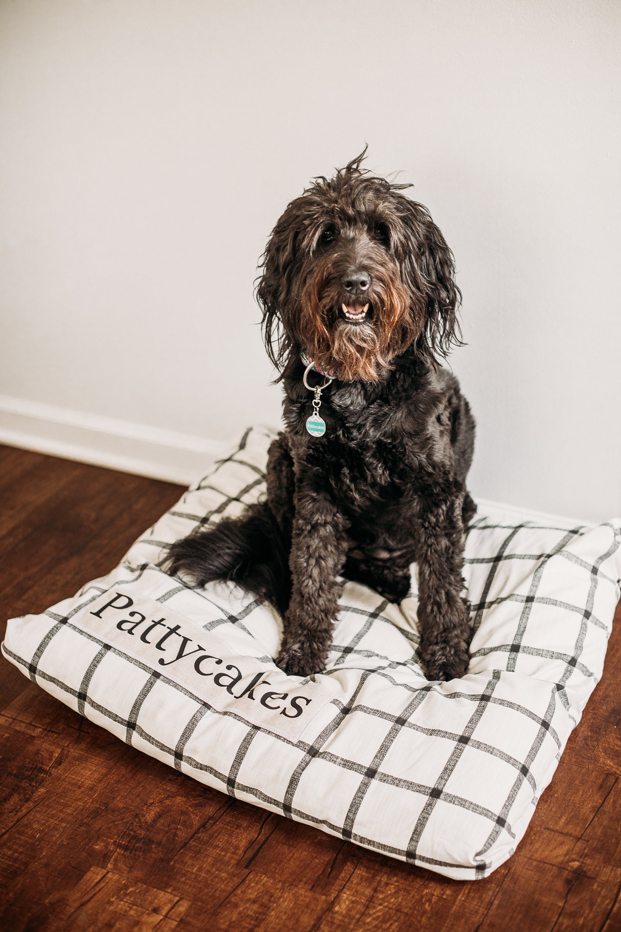 Personalized Plaid Dog Bed Cover in Various Sizes
