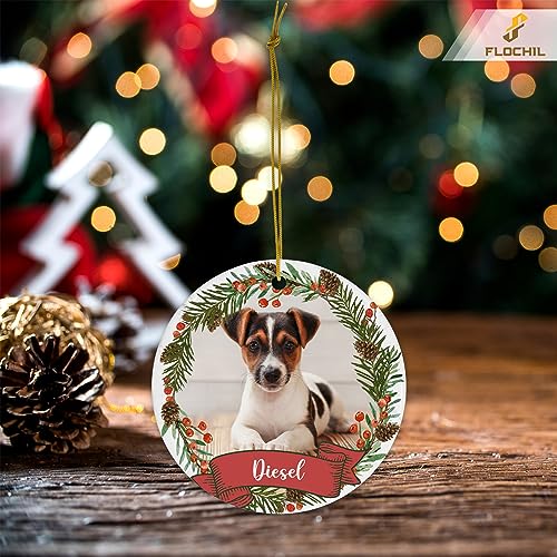 Personalized Dog Christmas Ornaments with Custom Photo Name