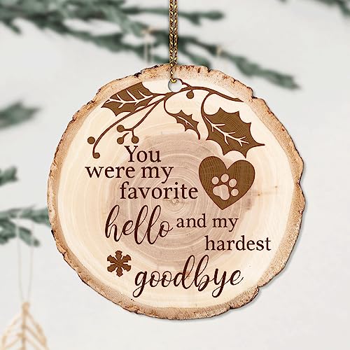 Pet Memorial Wooden Tree Ornament - Customizable Gift
