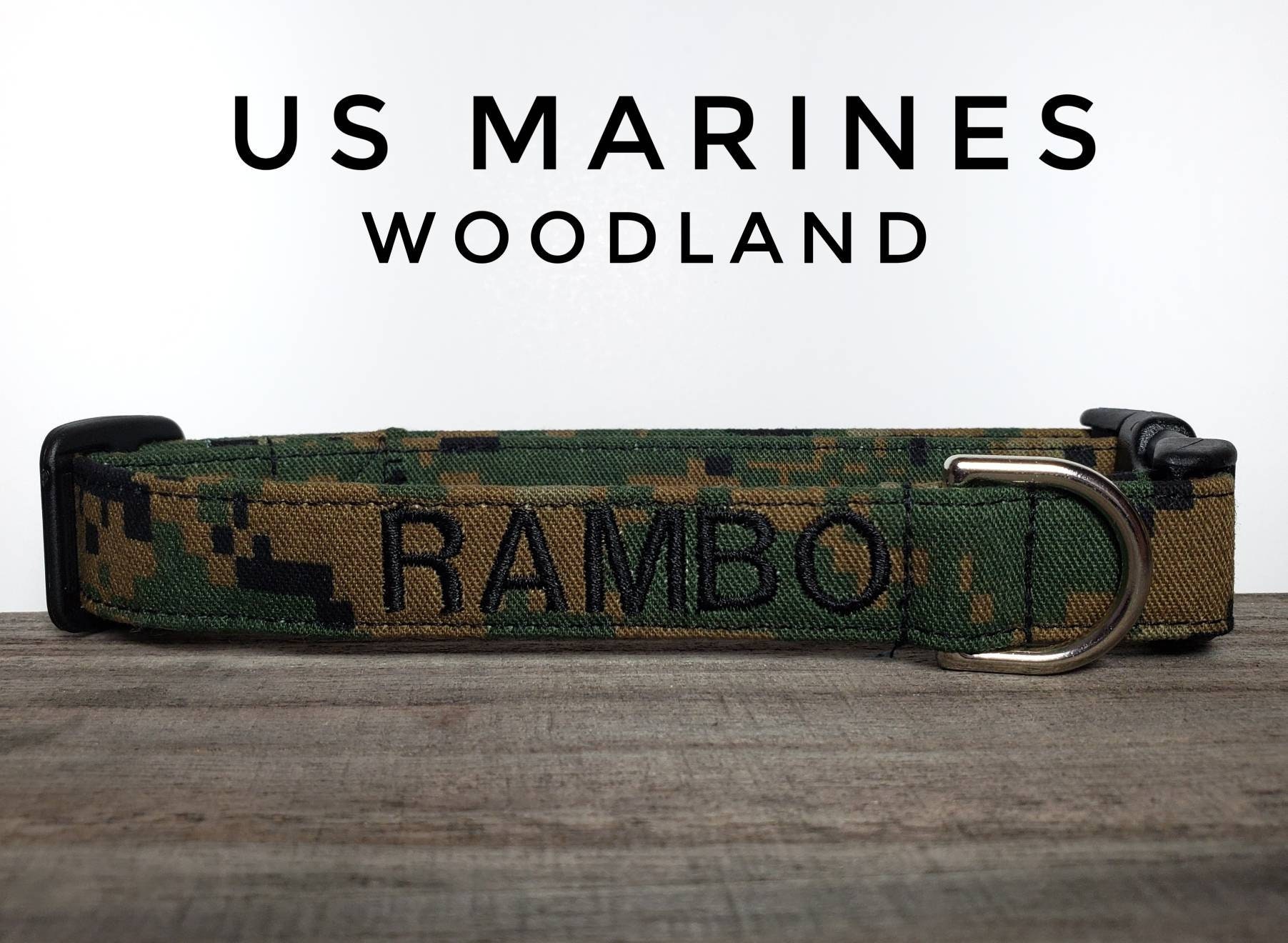 Personalized USMC Camo Dog Collar - Marine Corps