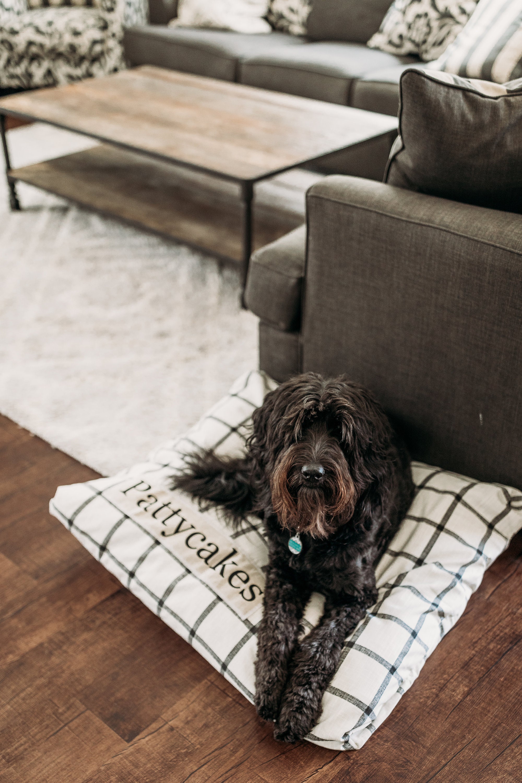 Personalized Plaid Dog Bed Cover in Various Sizes