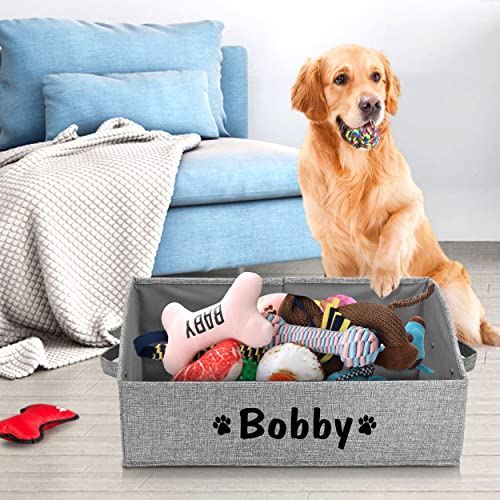 Customizable Dog Toy Storage Basket Bin, Grey