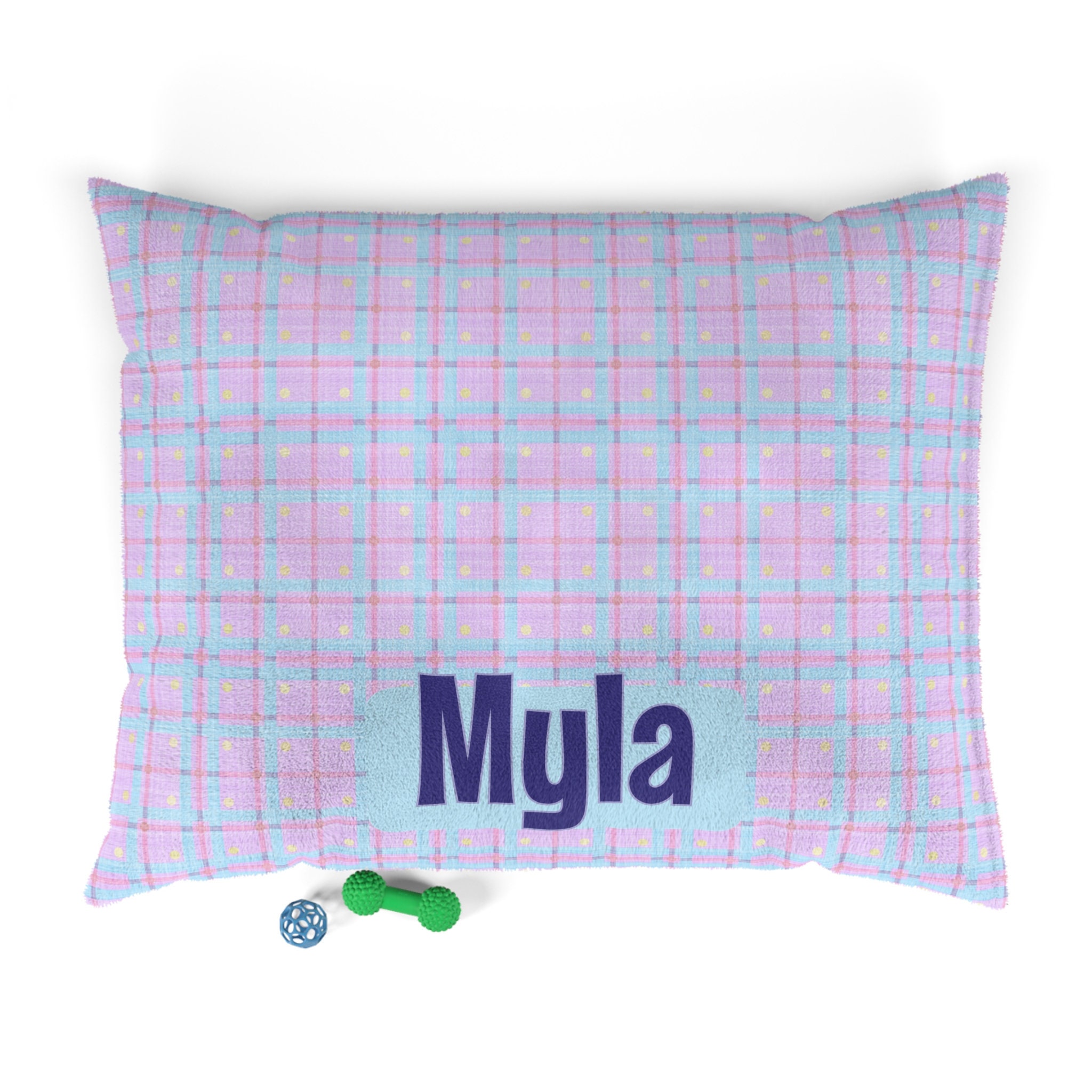 Personalized Plaid Pet Bed for Dogs and Cats