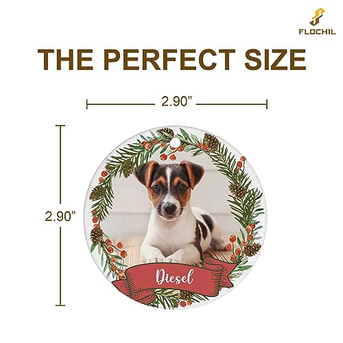 Personalized Dog Christmas Ornaments with Custom Photo Name
