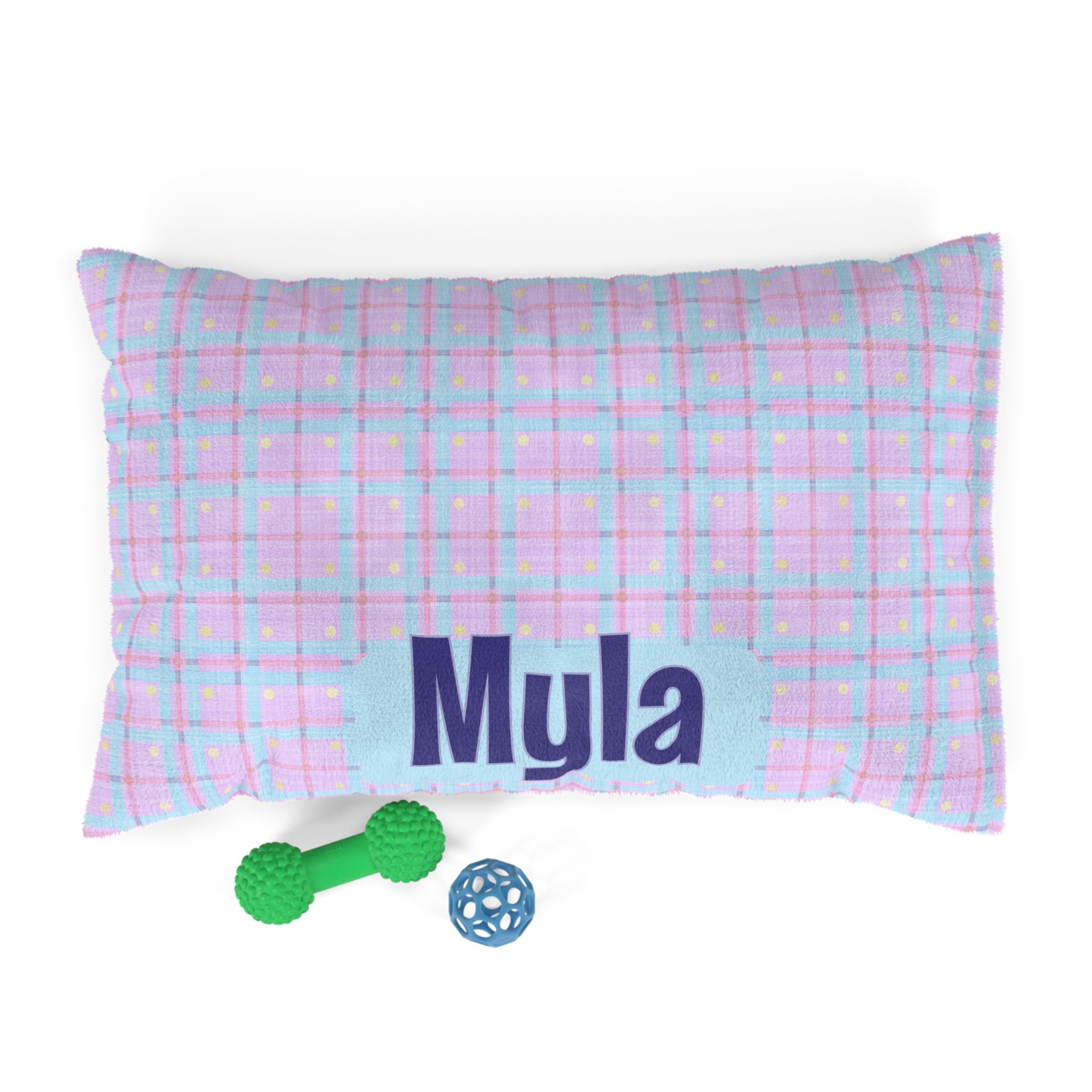 Personalized Plaid Pet Bed for Dogs and Cats