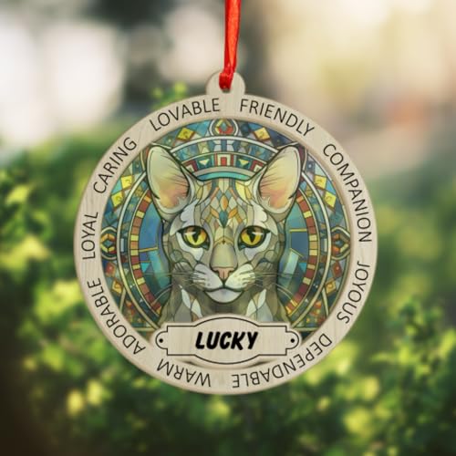 Custom Egyptian Mau Cat Memorial Suncatcher Keepsake