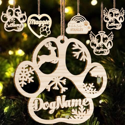 Personalized Wooden Paw Ornament - 2023 Custom Pet Names