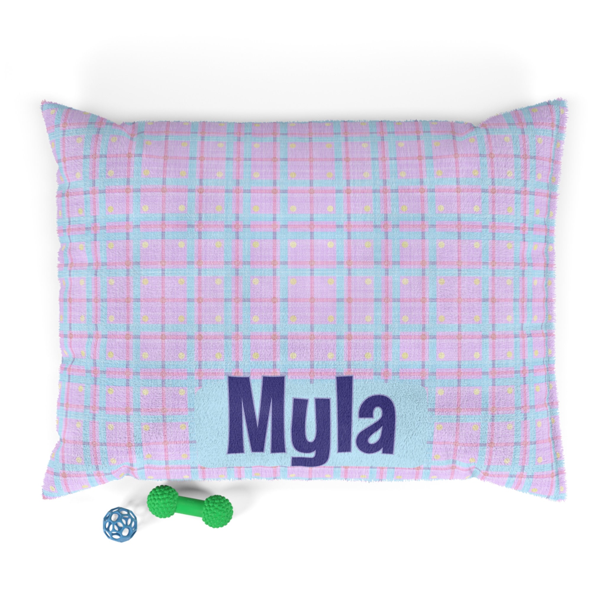 Personalized Plaid Pet Bed for Dogs and Cats