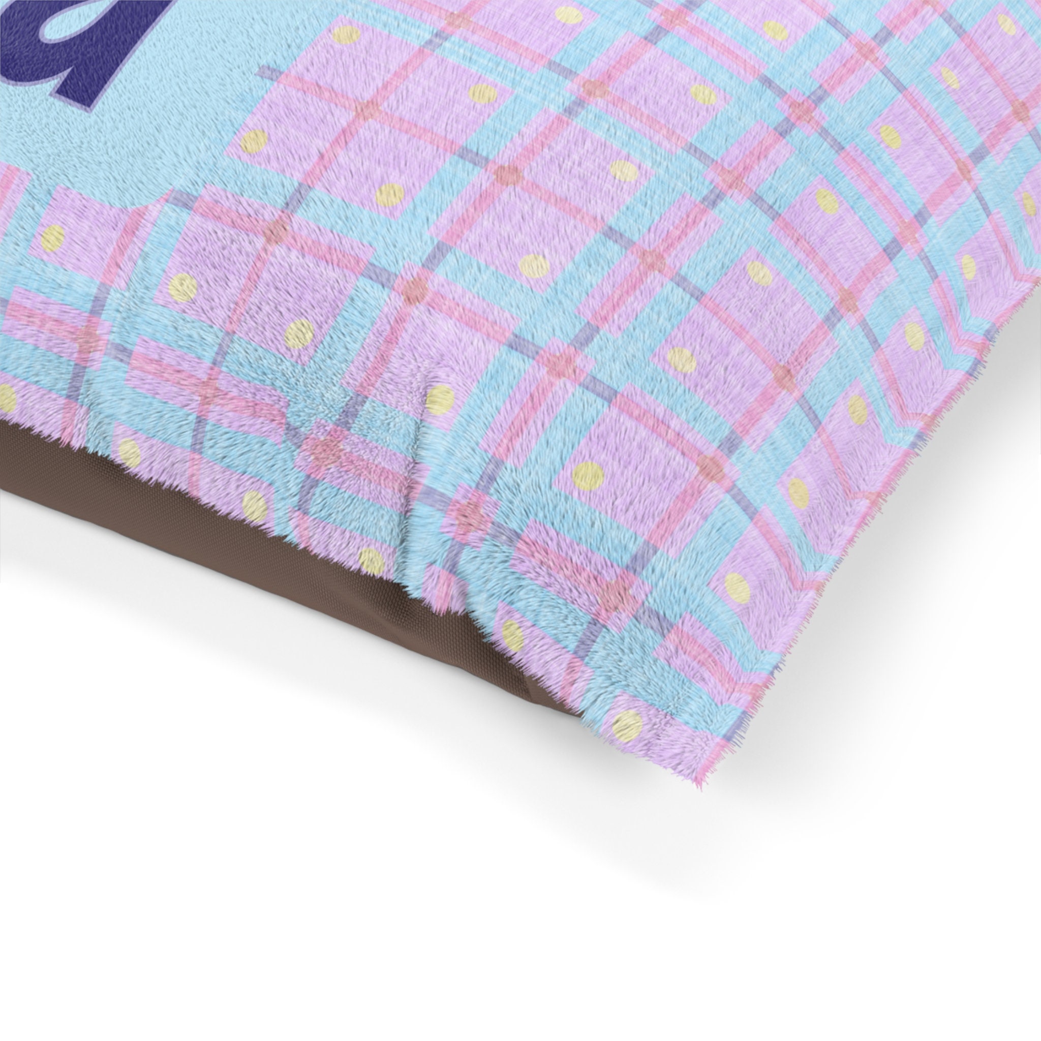 Personalized Plaid Pet Bed for Dogs and Cats