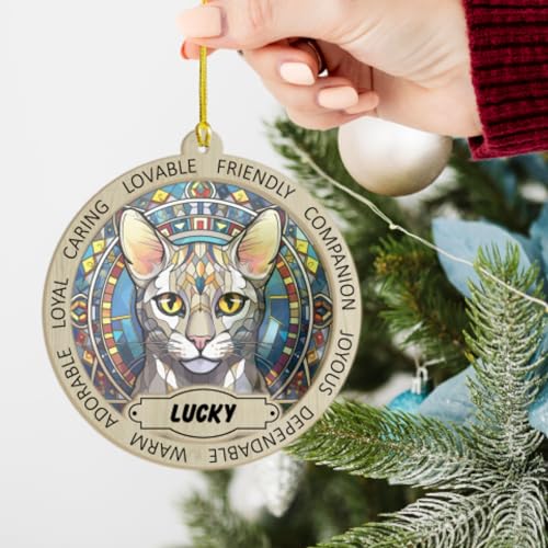 Custom Egyptian Mau Cat Memorial Suncatcher Keepsake
