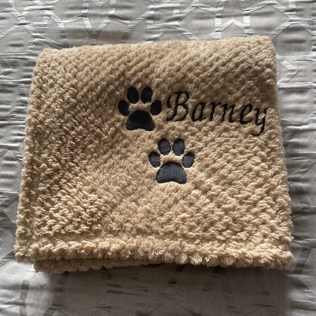 Custom embroidered pet waffle blanket with personalization option