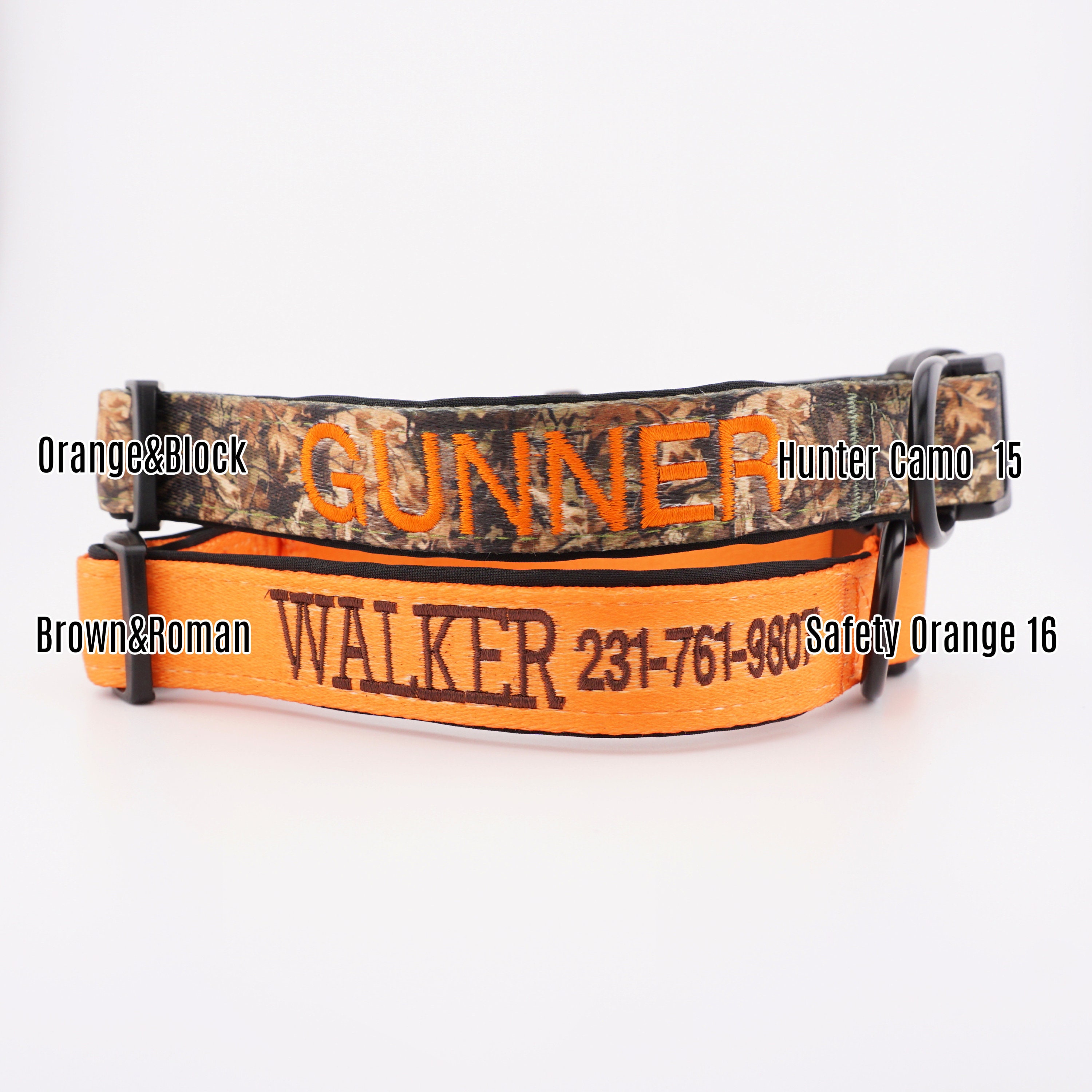 Personalized Embroidered Dog Collars - Custom Camo Designs