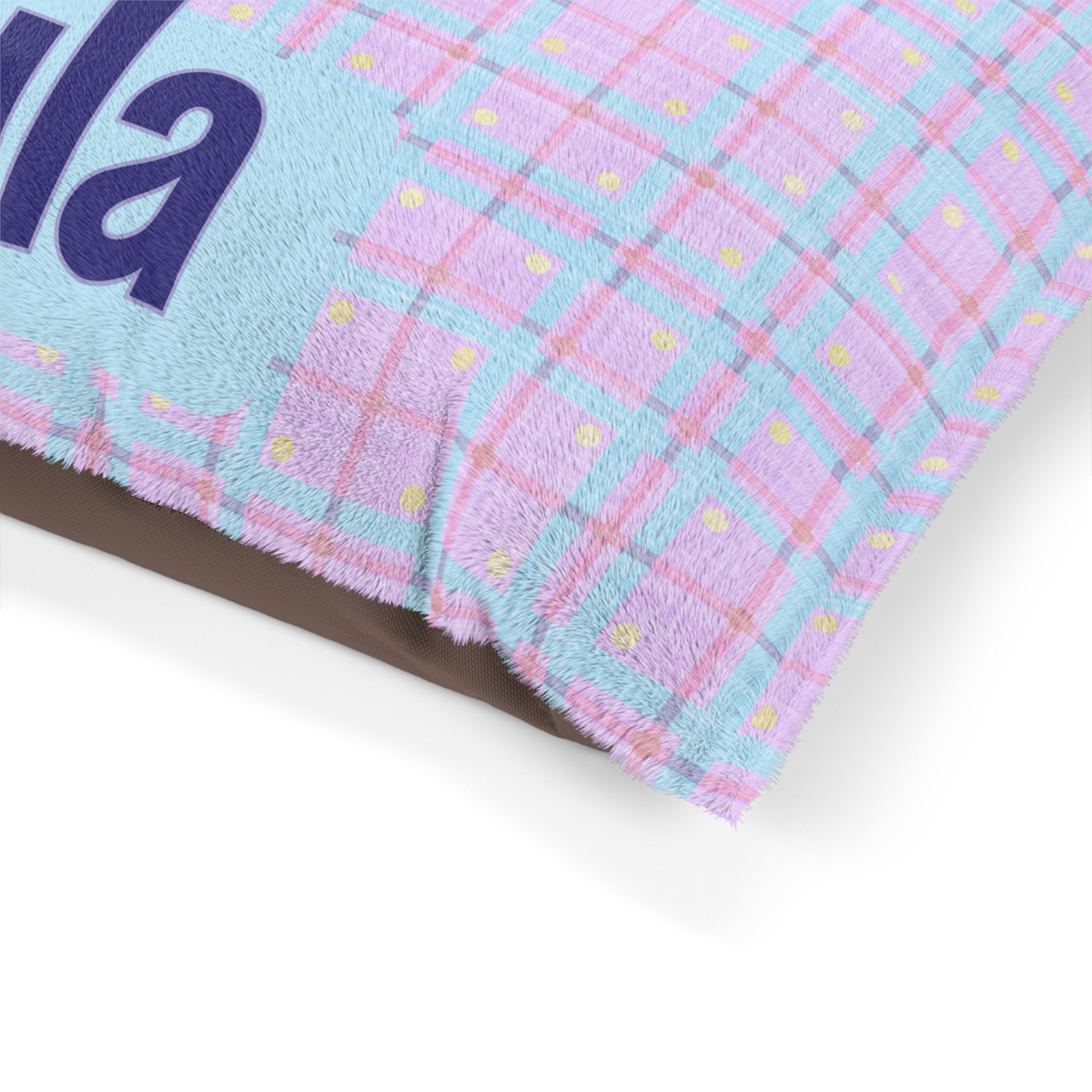 Personalized Plaid Pet Bed for Dogs and Cats