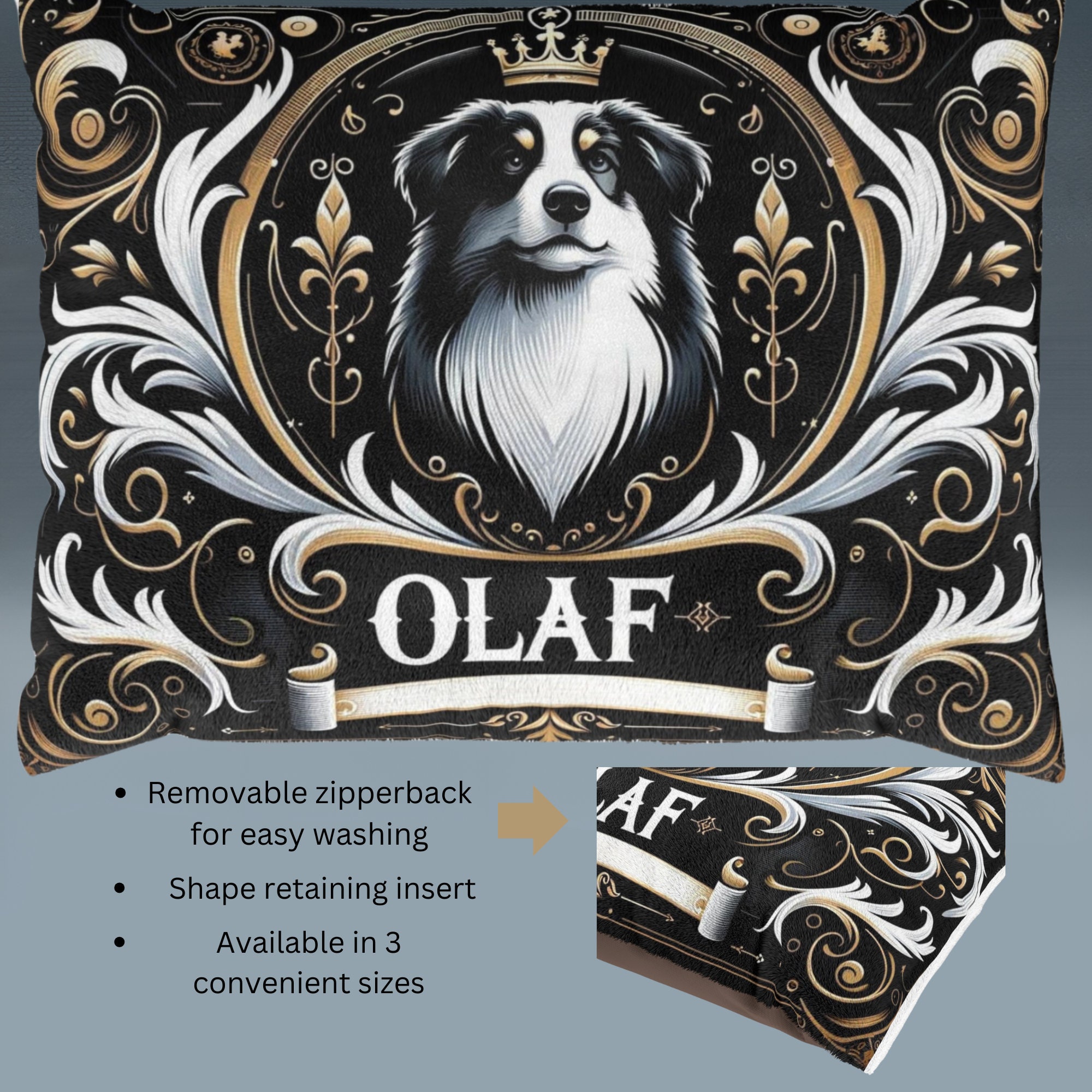 Customizable Dog Bed in Regal Designs, 3 Sizes