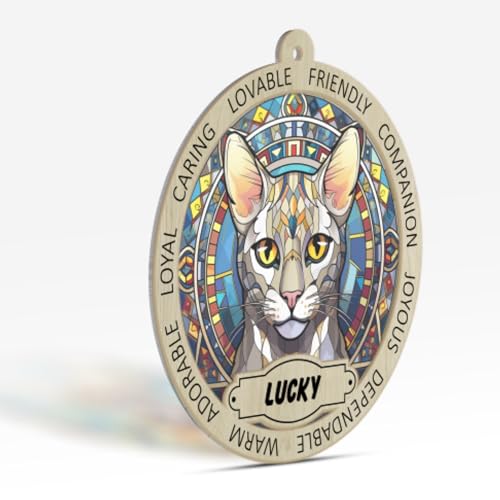 Custom Egyptian Mau Cat Memorial Suncatcher Keepsake