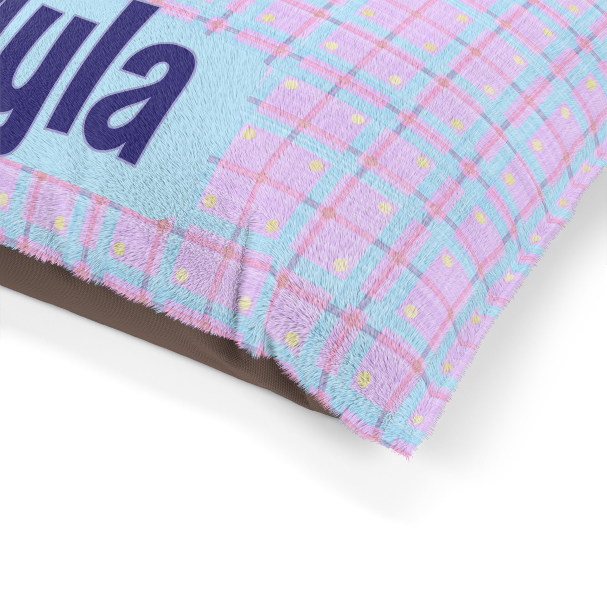 Personalized Plaid Pet Bed for Dogs and Cats