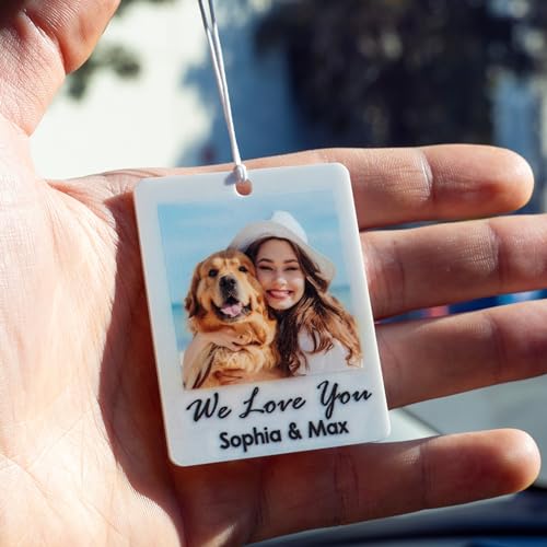 Personalized Car Mirror Hanging Pet Photo Pendant