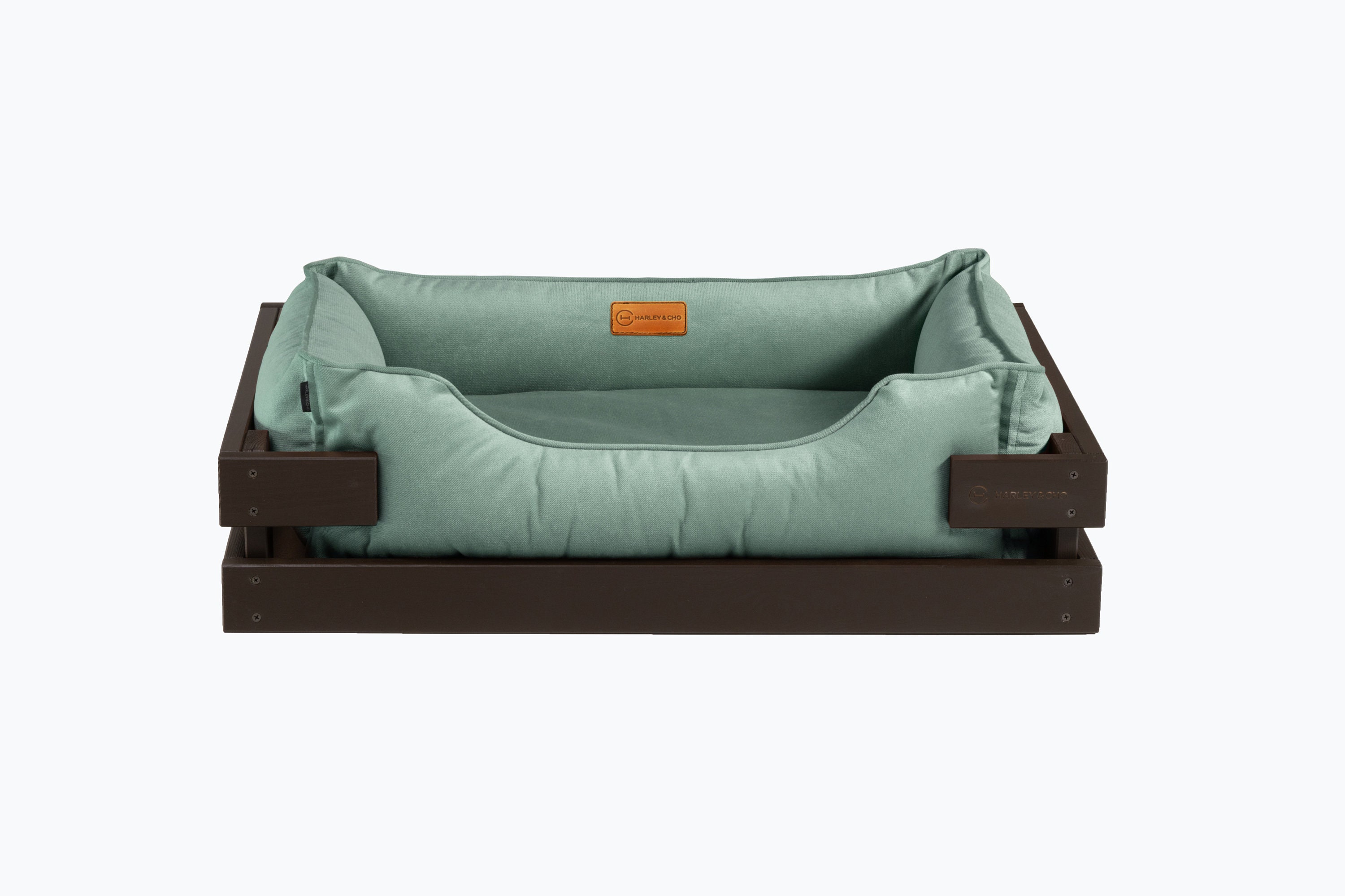 Plush Velvet Dog Bed with Wooden Frame, Various Sizes