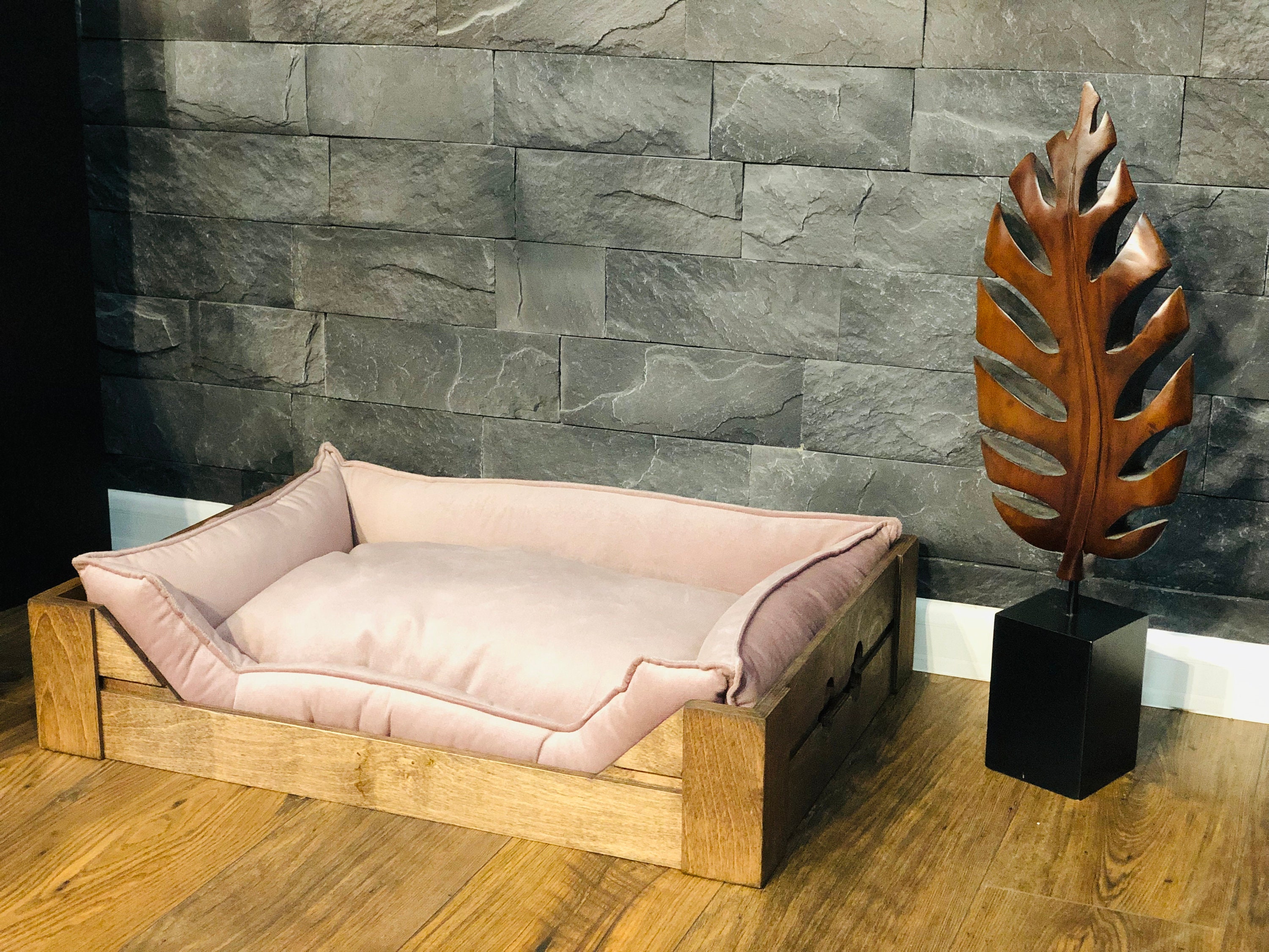 Wood wicker bed for dogs, cats; sofa, furniture