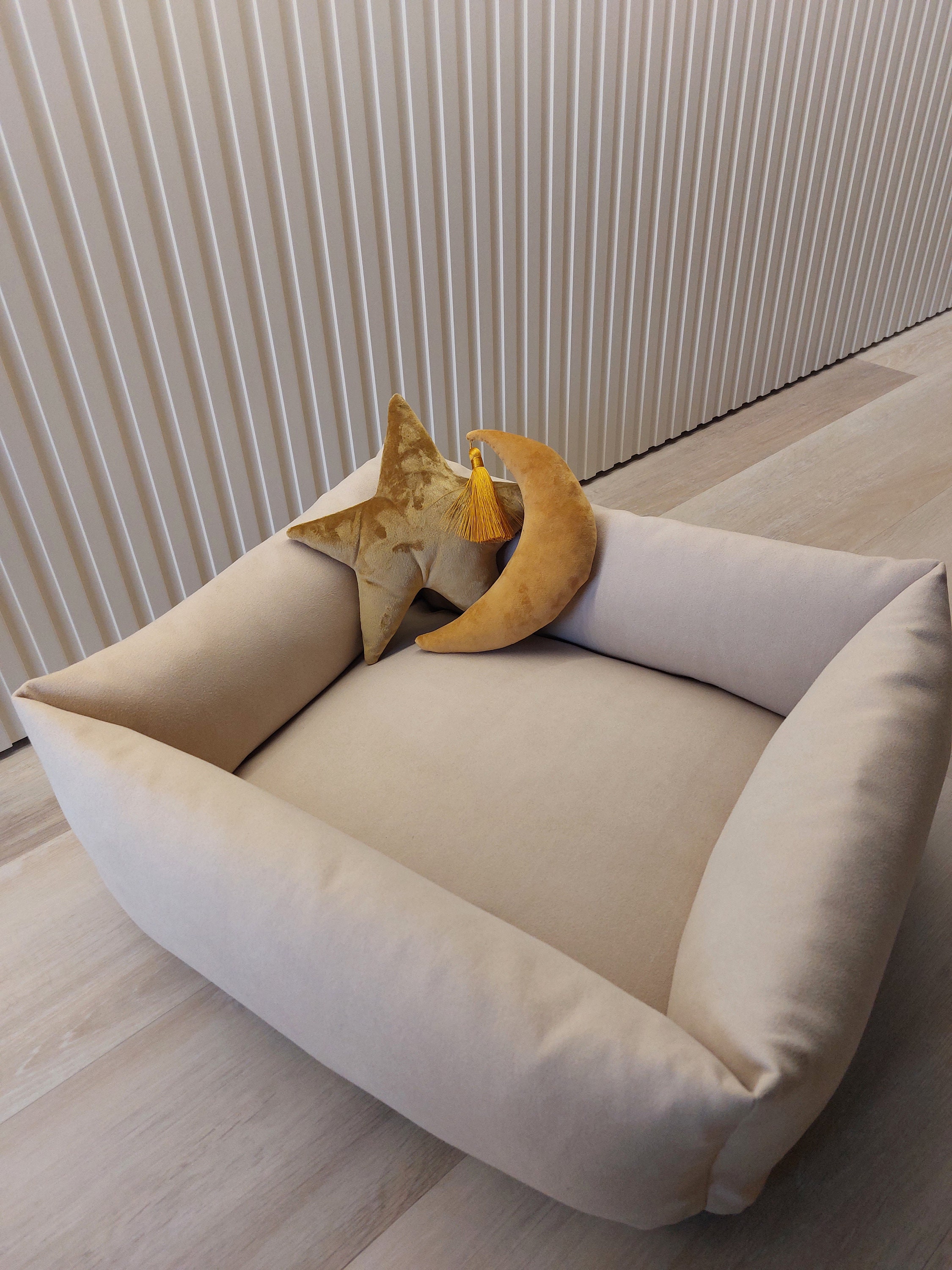 Luxury Handmade Beige Pet Bed - Custom Sizes