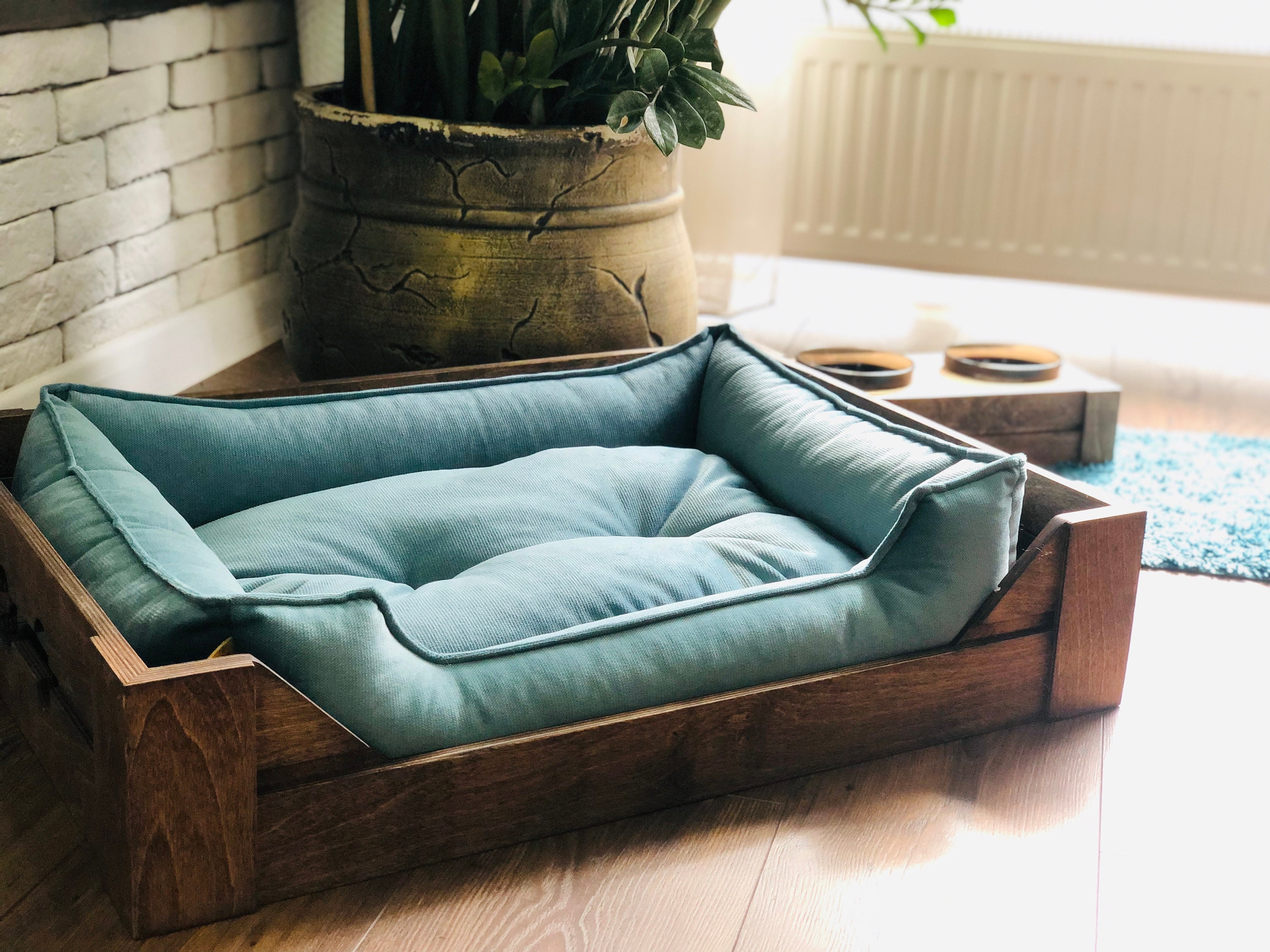 Wood wicker bed for dogs, cats; sofa, furniture