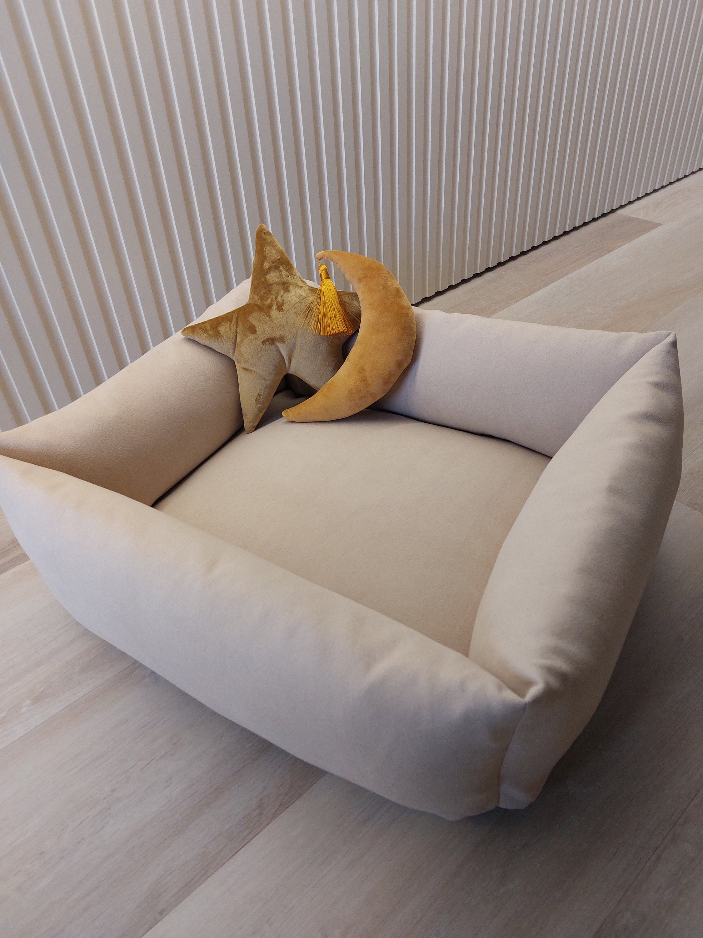 Luxury Handmade Beige Pet Bed - Custom Sizes