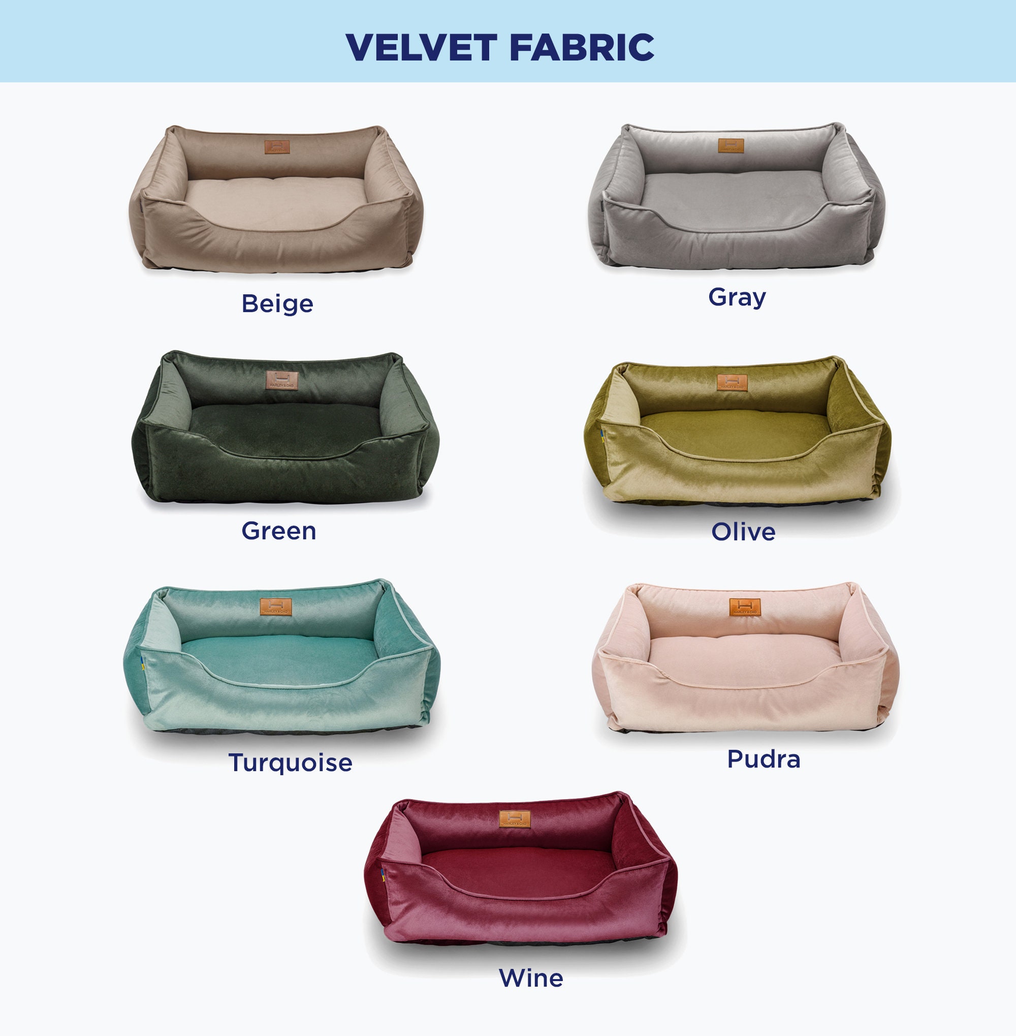 Plush Velvet Dog Bed with Wooden Frame, Various Sizes