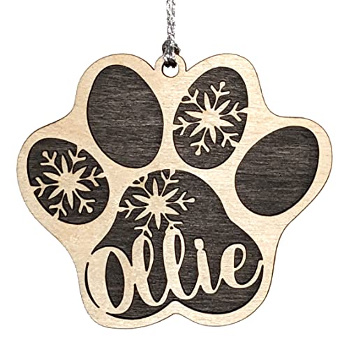 Custom Pet's Name Paw Print Christmas Ornament