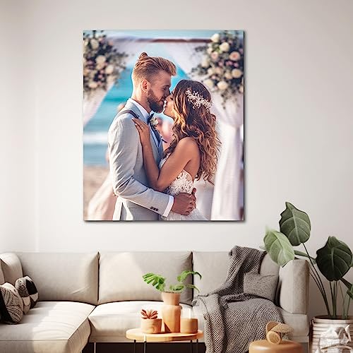 Custom Canvas Prints With Your Photos with Wood Frame Personalized Picture Wall Art HD Digital Print Unique Photo Gifts for Friends Lover Pet Family Mom Dad Customized Poster Prints Home Decor 8"x10"