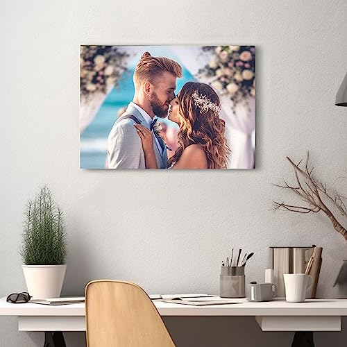 Custom Canvas Prints With Your Photos with Wood Frame Personalized Picture Wall Art HD Digital Print Unique Photo Gifts for Friends Lover Pet Family Mom Dad Customized Poster Prints Home Decor 8"x10"