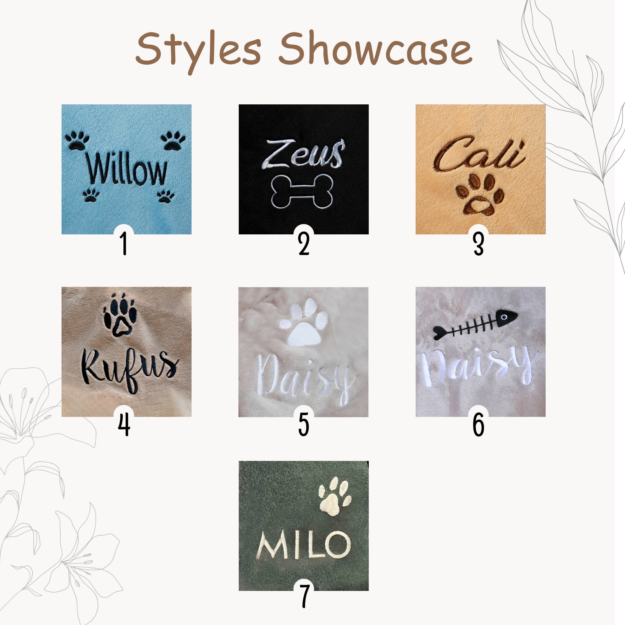 Embroidered Thick Fleece Dog Name Paw Print Blanket