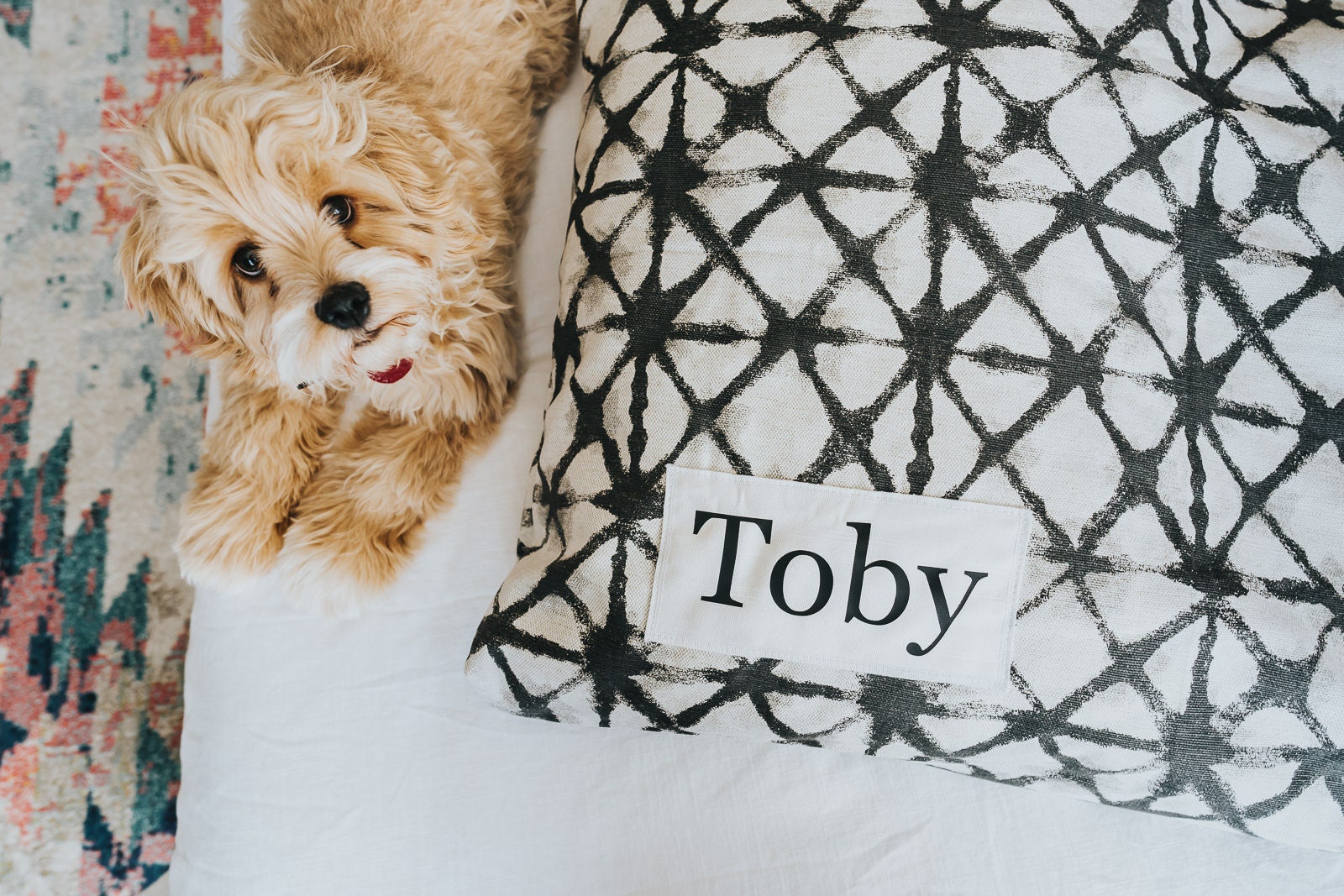 Boho Farmhouse Custom Dog Bed with Washable Cover