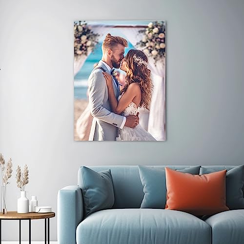 Custom Canvas Prints With Your Photos with Wood Frame Personalized Picture Wall Art HD Digital Print Unique Photo Gifts for Friends Lover Pet Family Mom Dad Customized Poster Prints Home Decor 8"x10"