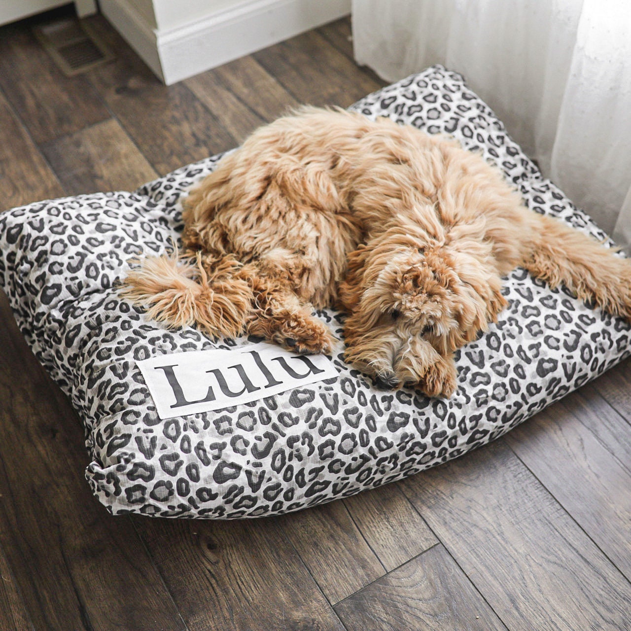 Leopard Print Personalized Washable Dog Bed Cover - ALL SIZES