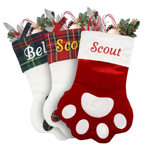 Personalized Paw-shaped Christmas Stocking for Dogs and Cats