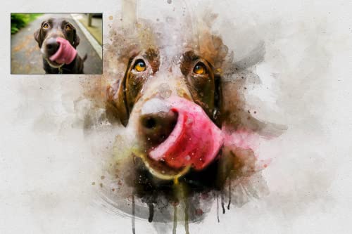 Awesometik Custom Pet Portrait Pet Lovers Gift Dog Watercolor Personalized Pet Portrait Mom Gift