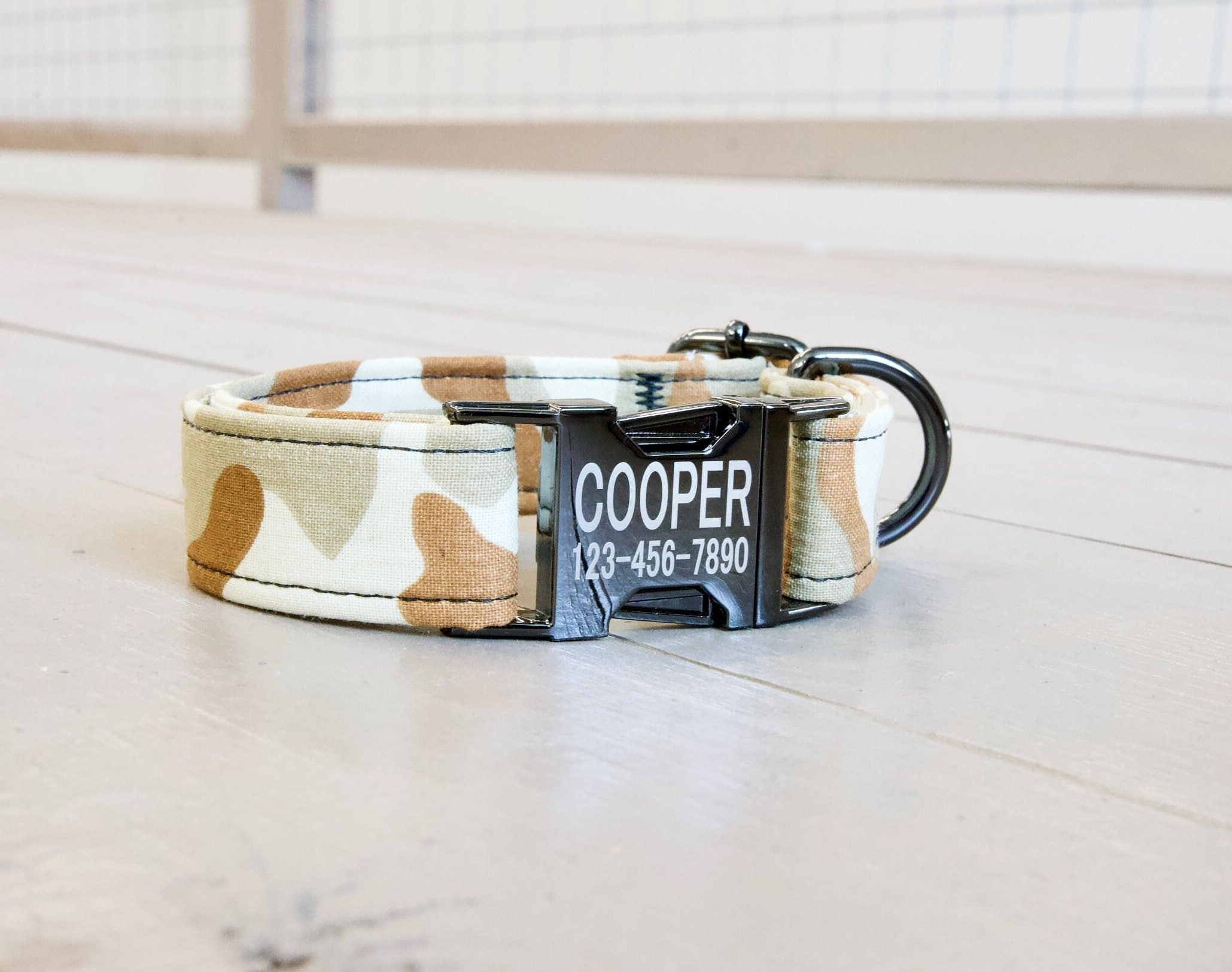 Personalized Desert Camo Dog Collar with Metal Buckle