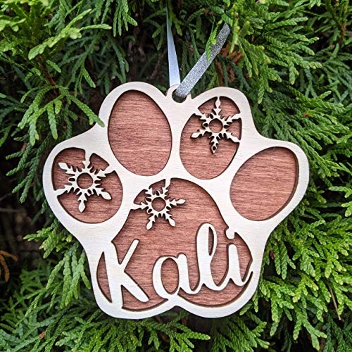 Custom Pet's Name Paw Print Christmas Ornament