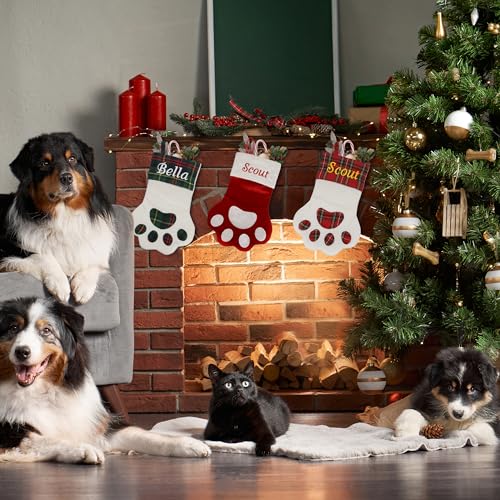 Personalized Paw-shaped Christmas Stocking for Dogs and Cats