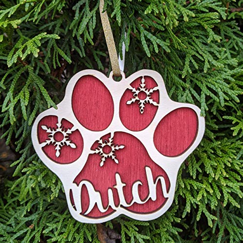 Custom Pet's Name Paw Print Christmas Ornament