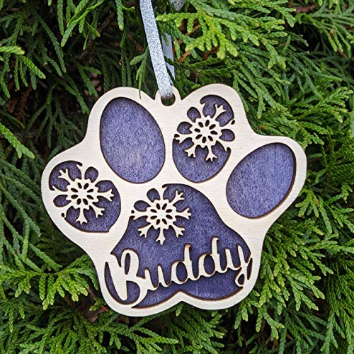 Custom Pet's Name Paw Print Christmas Ornament